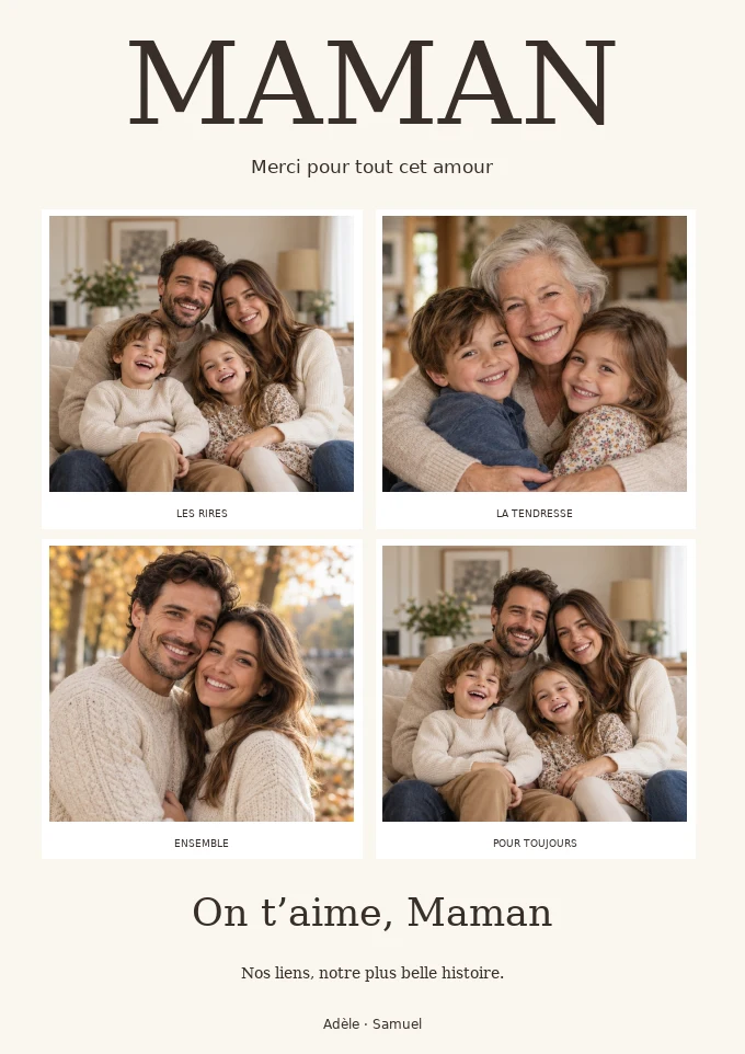 Exemple illustratif : Maman, nos plus beaux moments