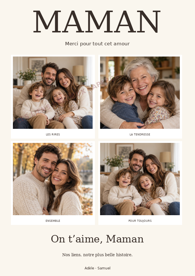 Exemple Maman, nos plus beaux moments